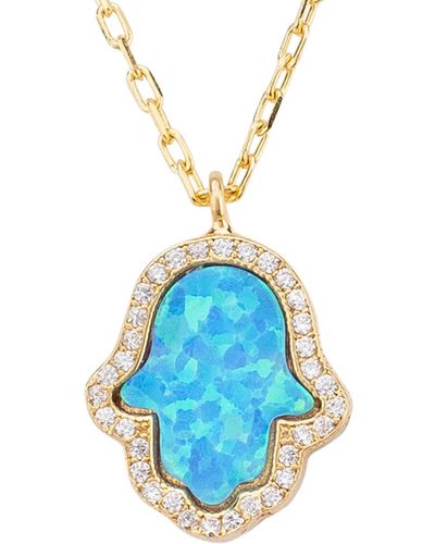 LÁTELITA London Hamsa Opalite Turquoise Blue Necklace Gold