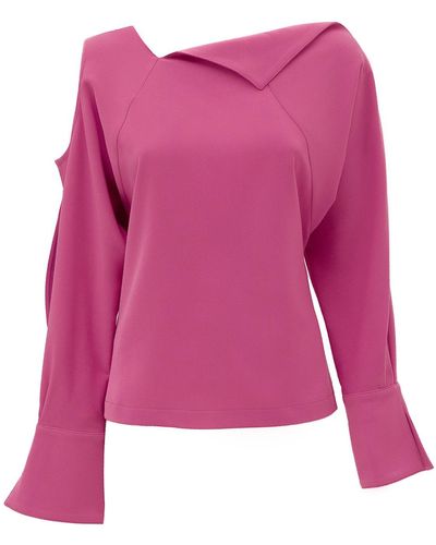 Julia Allert Designer One Shoulder Blouse - Pink