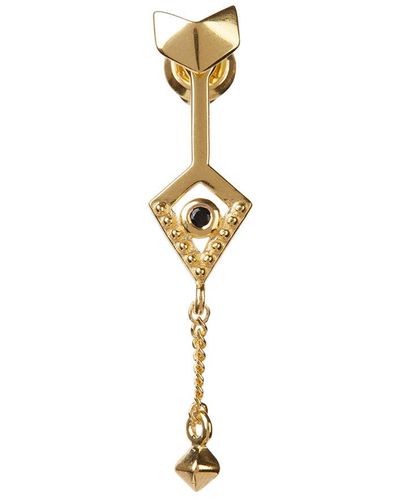 Rachel Entwistle Mini Octa Earring Gold With A Black Sapphire - Metallic