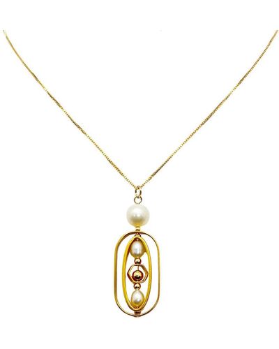 Aracheli Studio Geometric Art Pearls Chain Necklace - Metallic