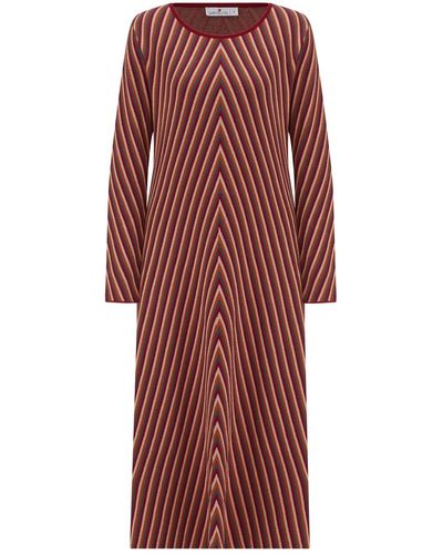 Peraluna Tha Diagonal Striped Long Knit Dress - Red