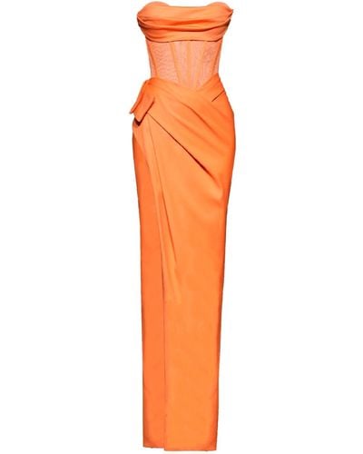 Angelika Jozefczyk Palermo Corset High Slit Gown Orange