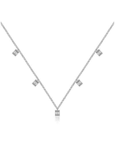 Genevieve Collection 18k Gold Square Shape Diamond Necklace / Choker - Metallic