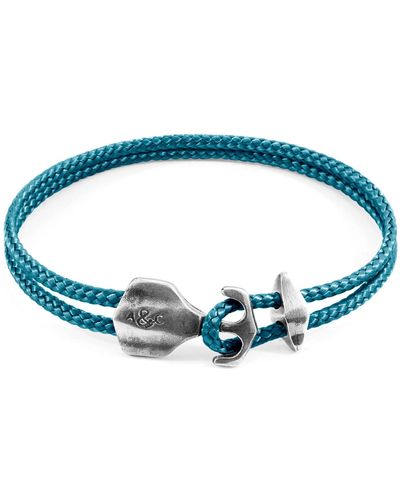 Anchor and Crew Ocean Delta Anchor Silver & Rope Bracelet - Blue