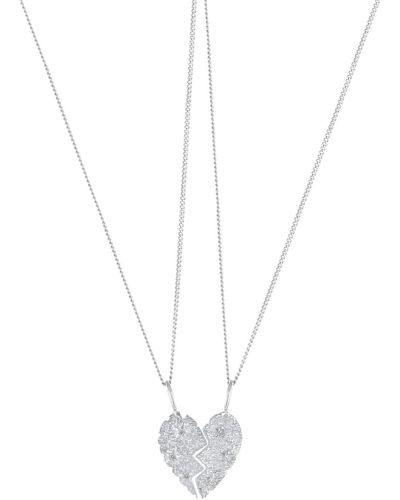 Wolf and Zephyr Sacred Heart Necklace Set Sterling - Metallic