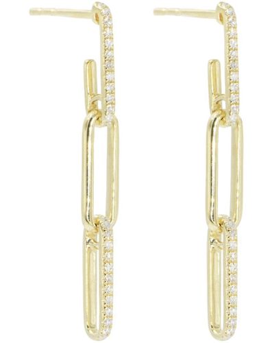 KAMARIA Diamond Paperclip Chain Dangle Earrings - Metallic