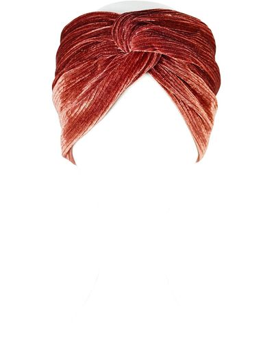 Jennafer Grace Burnt Sienna Ribbed Velvet Twist Headband - Red