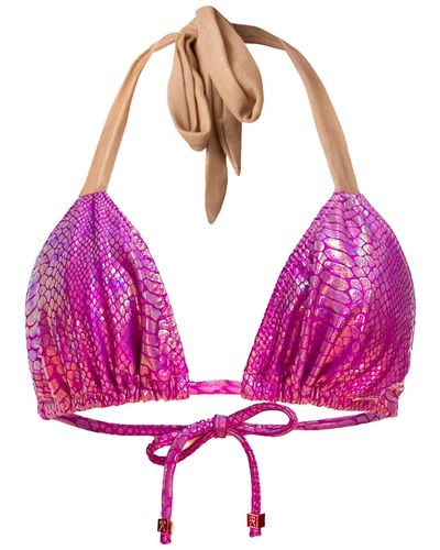 ELIN RITTER IBIZA Fuchsia Magenta Pink Metallic Bikini Top Mari Bougainvillea - Purple