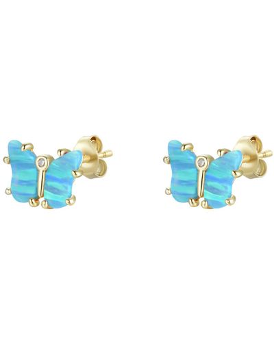 KAMARIA Opal Butterfly Stud Earrings - Blue