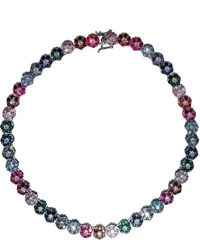 Babaloo Floral Multicolor Tennis Necklace - Blue
