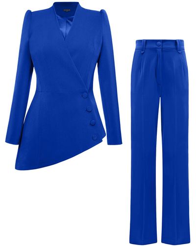 Tia Dorraine Royal Azure Asymmetric Power Suit - Blue