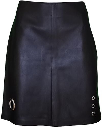 Lalipop Design Vegan Leather Mini Skirt With Eyelets - Blue