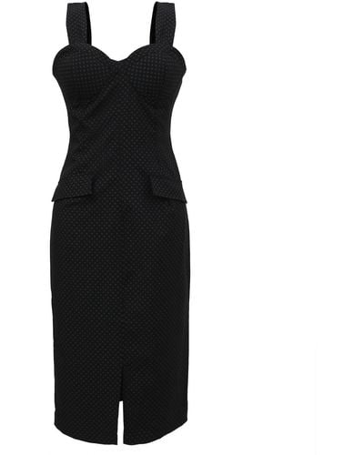 Smart and Joy Sleeveless Sheath Dress Mini Dots Print - Black