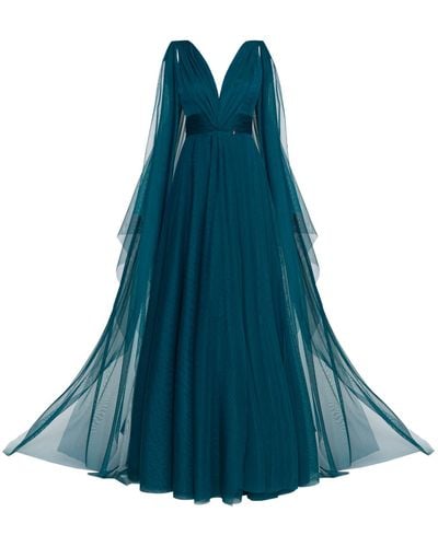 Angelika Jozefczyk Terracotta Tulle Evening Gown Petrol - Blue
