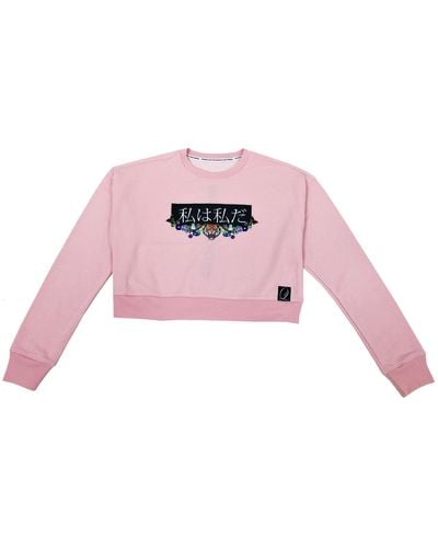 Quillattire Pink Cropped Bamboo Tiger Sweatshirt