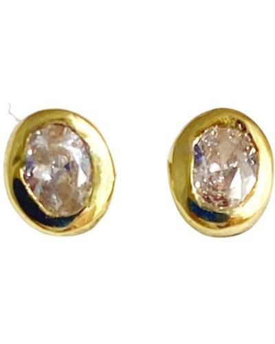 Lily Flo Jewellery Oval Cut Diamond Earrings - Metallic