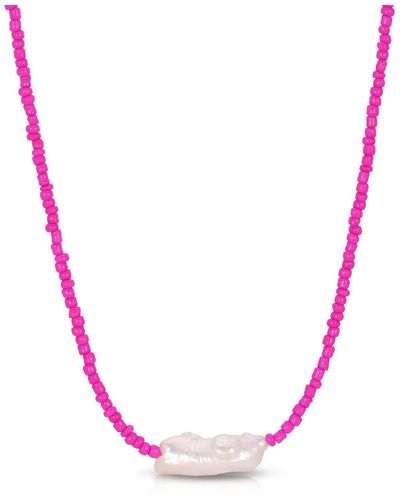 Essentials Colored Baroque Pearl Necklace - Pink
