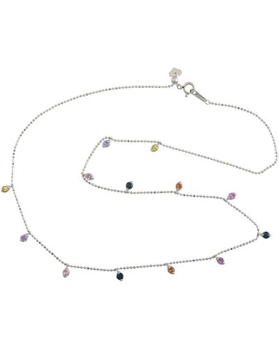 Artisan 18k Solid Gold Multicolor Sapphire Dainty & Station Chain Necklace - White
