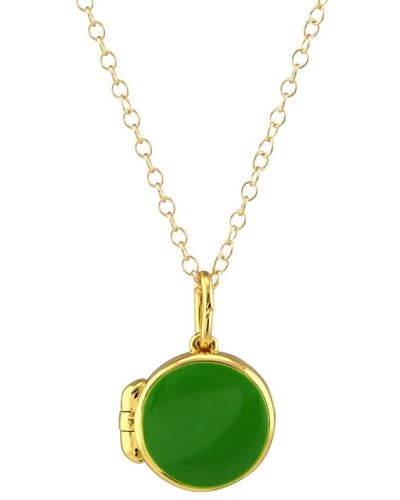Kris Nations Round Enamel Locket Necklace Green