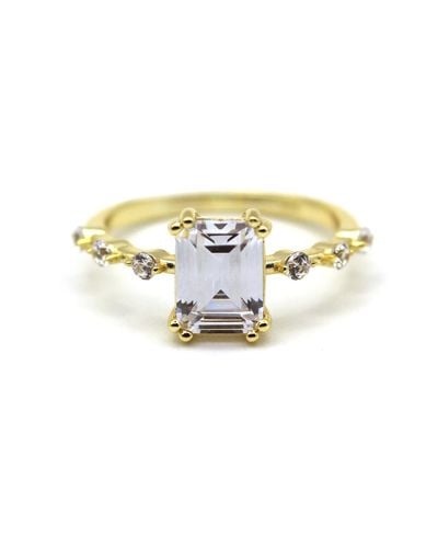 VicStoneNYC Fine Jewelry Unique Style Emerald Cut Diamond Ring - Metallic