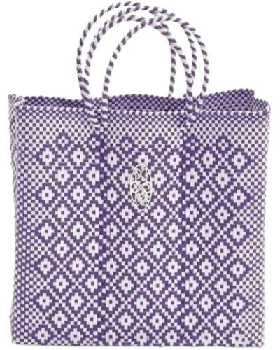 Lolas Bag Medium Purple Aztec Tote Bag Shoulder Strap