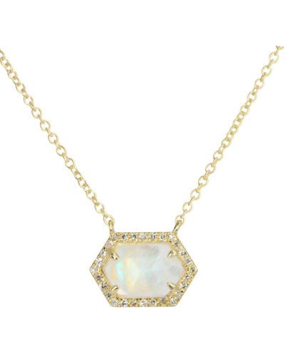 KAMARIA Moonstone Hex Necklace With Diamonds - Metallic