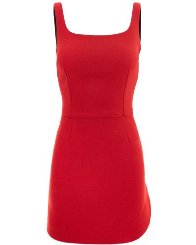 AVENUE No.29 Bodycon Mini Dress With Straps And Rounded Side Slit - Red