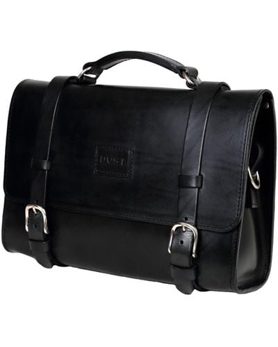 THE DUST COMPANY Leather Briefcase In Cuoio Black