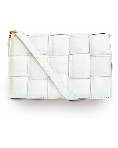 Apatchy London Padded Woven Leather Crossbody Bag - White