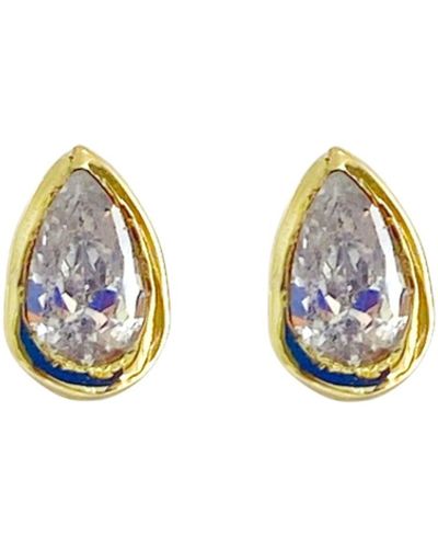 Lily Flo Jewellery Cassiopeia Pear Cut Diamond Stud Earrings - Metallic