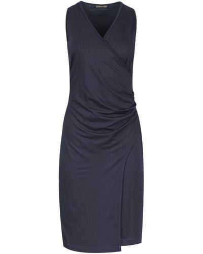 Conquista Wrap Style Sleeveless Dress In Navy - Blue