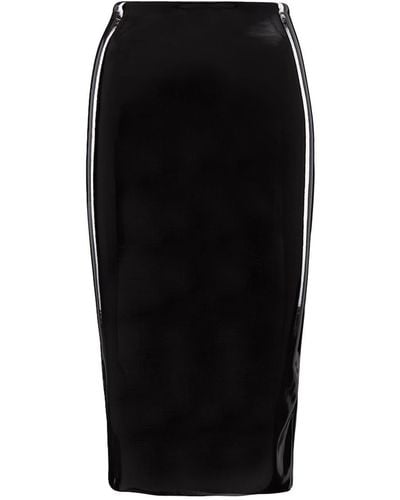 Commando Faux Patent Leather Control Smoothing Midi Skirt, - Black