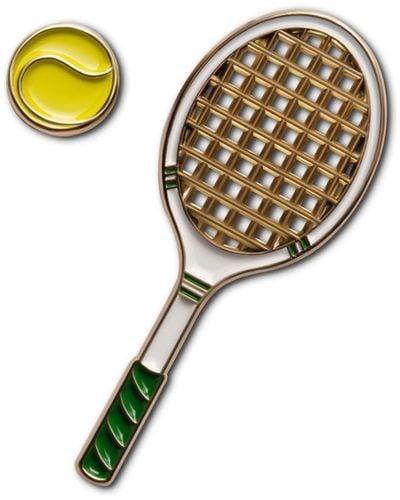 Make Heads Turn Enamel Pin Tennis Racket - White