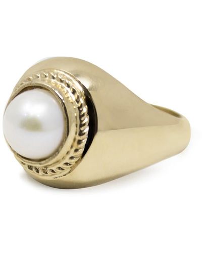 Vintouch Italy Victoria Pearl Signet Ring - Metallic