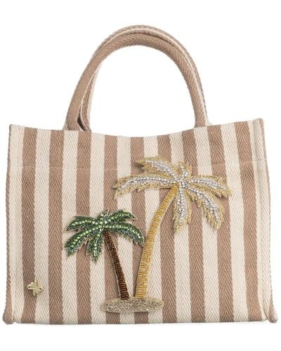 Laines London Laines Couture Hand Embellished Palm Tree Tote Bag - Brown