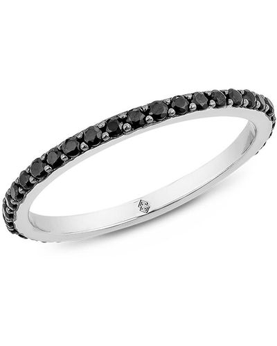 SALLY SKOUFIS Highbeam Ring With Made Black Diamonds In Platinum - White