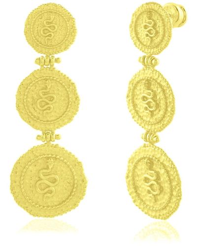 Arvino Textured Snake Coin Danglers 14k Premium Plating - Yellow