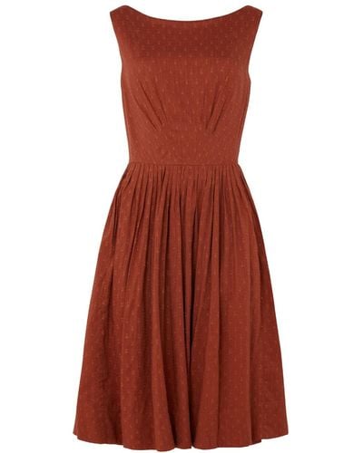 Emily and Fin Abigail Viscose Dobby Cinnamon Dress Long - Red