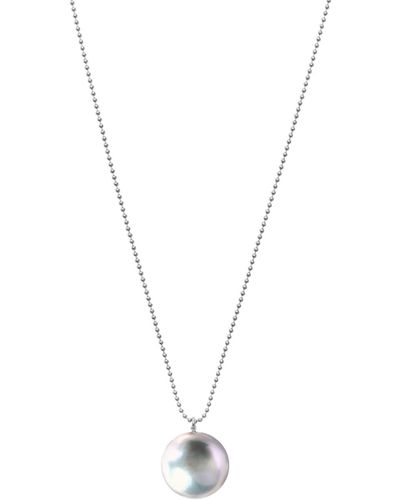 Ora Pearls Orbis Grey Pearl Pendant Necklace - Metallic
