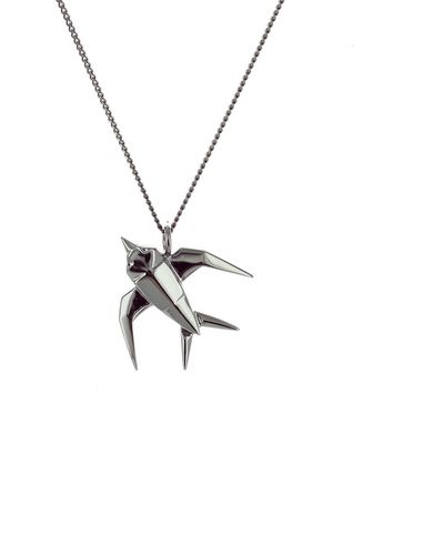 Origami Jewellery Mini Swallow Necklace Gun Metal - Black