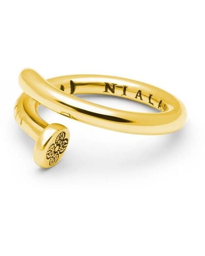 Nialaya Nail Ring With Dorje Engraving And Finish - Yellow