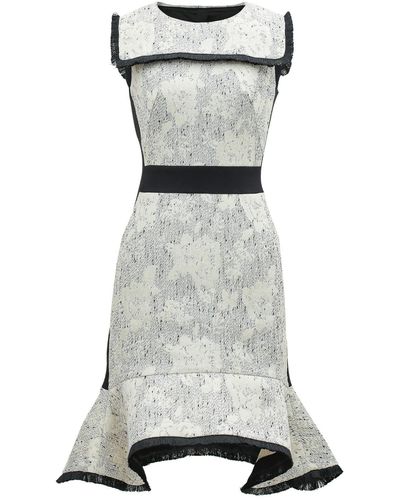 Smart and Joy Tailored Brocade Dress With Contrasting Braids - Gray