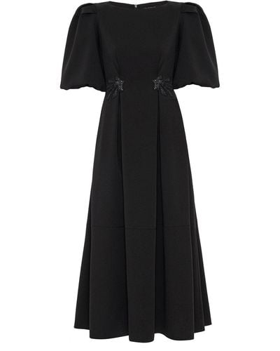 Nocturne Balloon Sleeve Long Dress With Removal Sleeves - Black