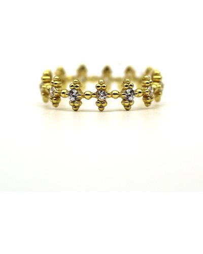 VicStoneNYC Fine Jewelry Art Deco Diamond Eternity Yellow Ring - Metallic