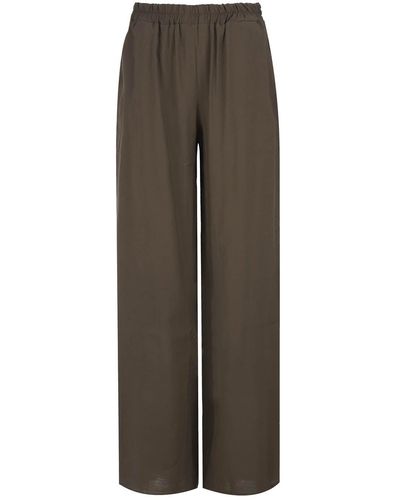 Conquista Khaki Elegance Wide-leg Trousers - Brown
