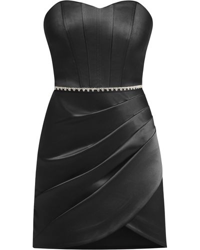 Tia Dorraine A Touch Of Glamour Crystal Belt Mini Dress - Black