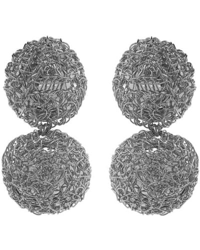 Lavish by Tricia Milaneze All Dome Duo Handmade Crochet Earrings - Gray