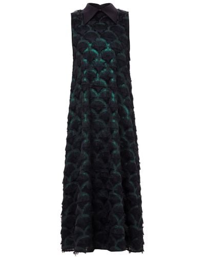 Julia Allert Evening Gown A-line Maxi Dress With Fleecy Decor - Black