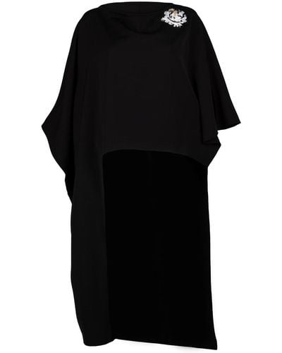 Laines London Laines Couture Asymmetric Blouse Cape With Embellished & White Peony - Black
