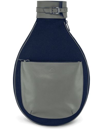 JURGI Navy-grey Canvas & Grey Leather Tennis Racket Backpack - Blue
